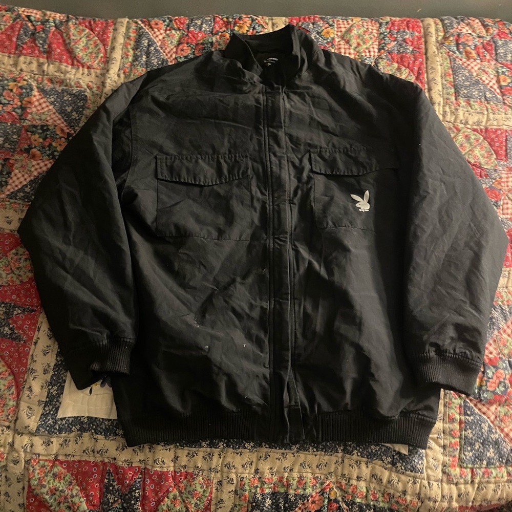 Playboy Black Jacket with Logo and back design size M/L